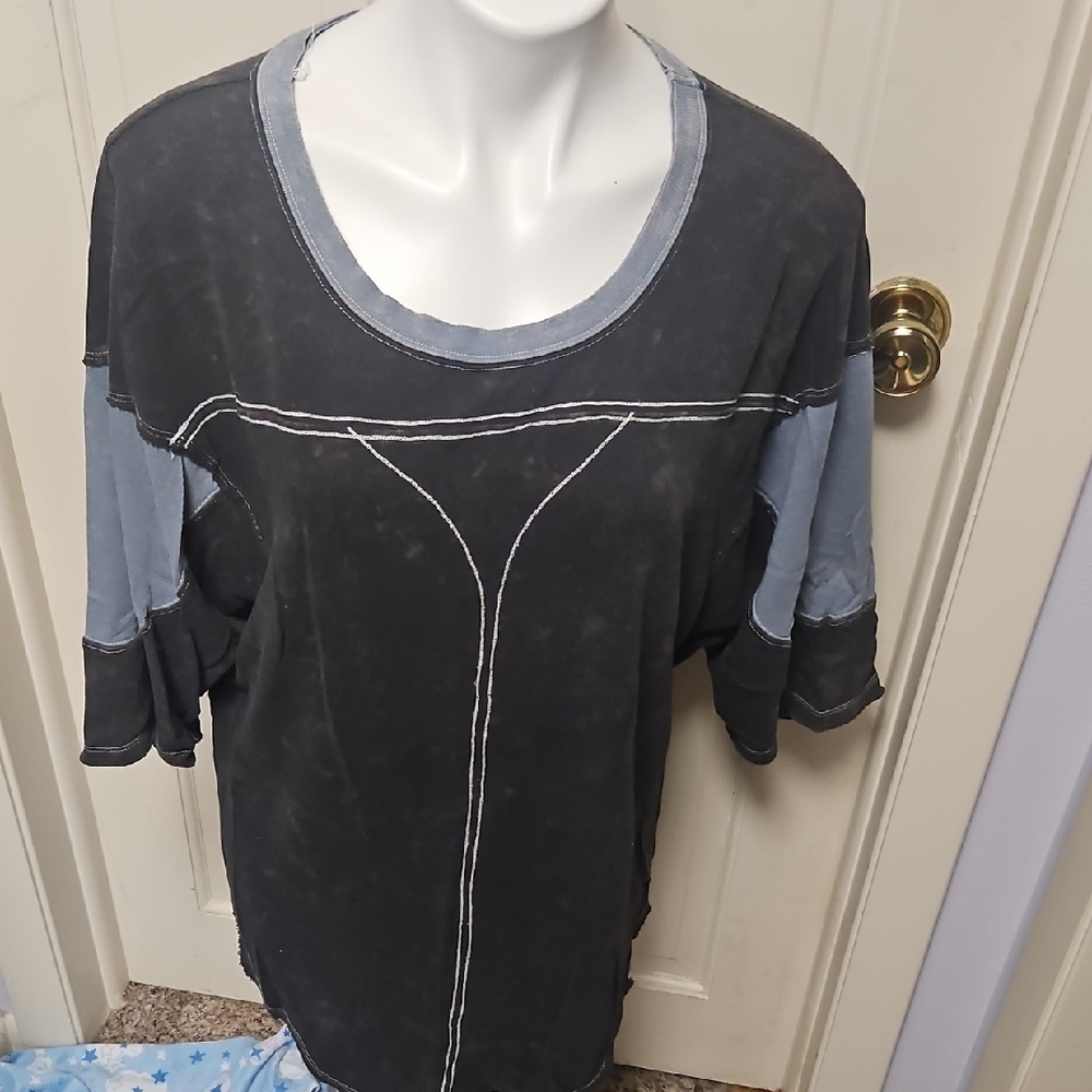 We The Free Black Boxy Oversized Short Sleeve T-Shirt